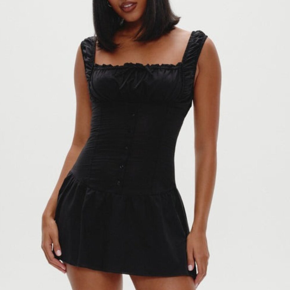 Frankies Bikinis Christa Ruffle Mini Dress - Black
